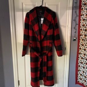pics Red Plaid Trench Coat Mens red black buffalo plaid trench coat long
